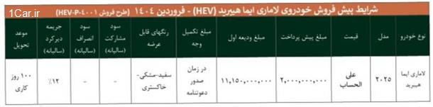 شرایط جدید فروش لاماری ایما هیبرید برای متقاضیان عادی